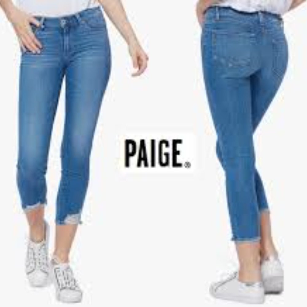 Paige Skyline Skinny Crop, Distressed, Mid-Rise, 27x25, NWT, $219 MSRP